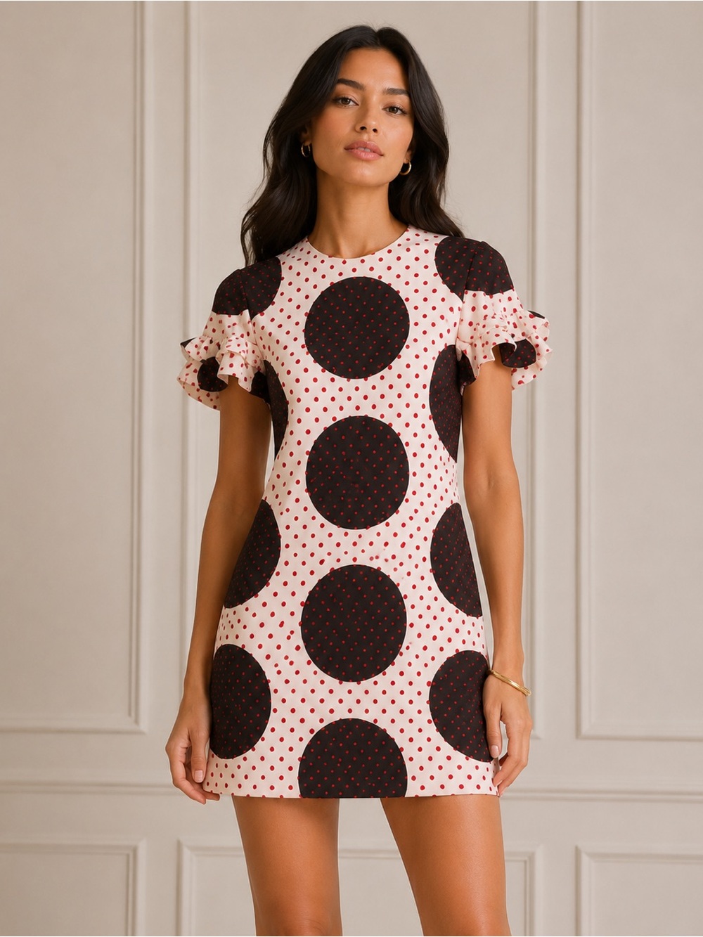 Brand New VALENTINO Polka Dot Virgin Wool-Silk Minidress